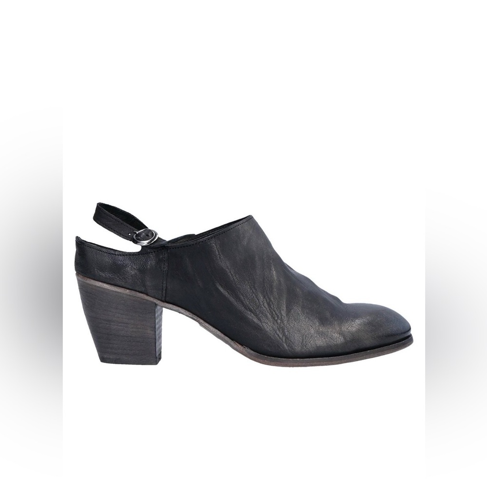 JUST ITALIA Black Leather Slingback Mules Iridescent Patina EU37